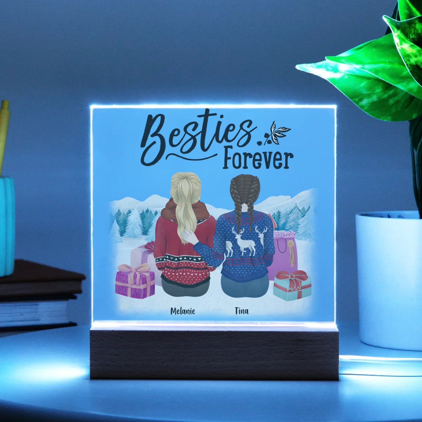 Besties Forever Personalized Acrylic Square Plaque
