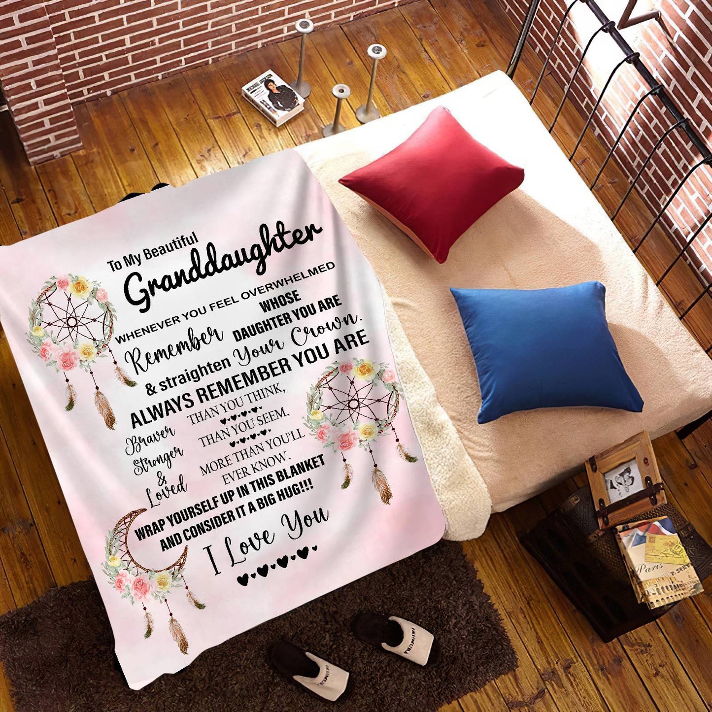 Granddaughter Dreamcatchers Cozy Message Blanket