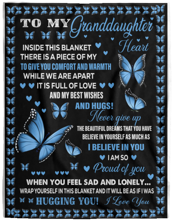 Granddaughter Blue Butterflies Cozy Plush Fleece Blanket