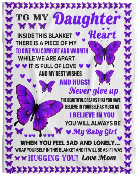 Daughter from Mom Purple Butterflies Cozy Plush Fleece Blanket