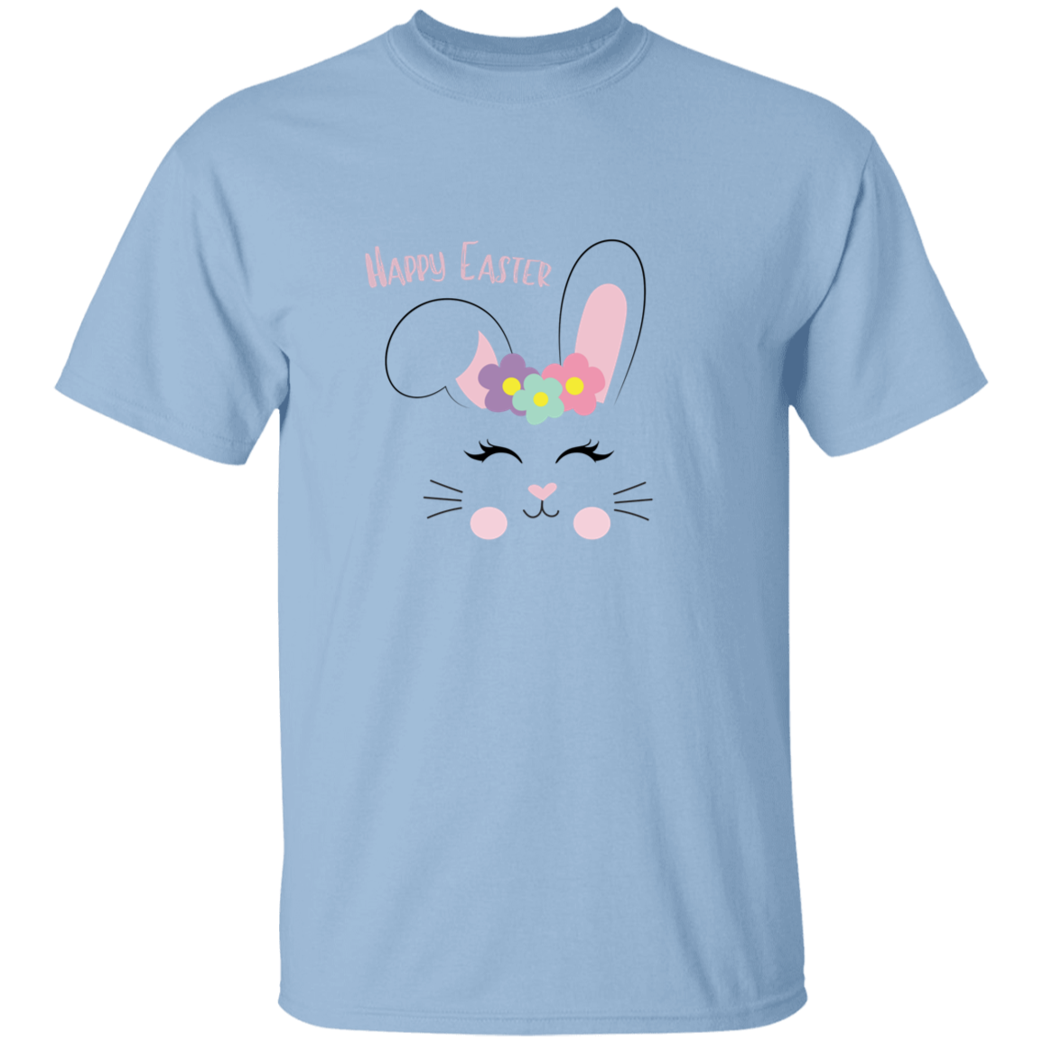 Cute Bunny Face Happy Easter Youth 5.3 oz 100% Cotton T-Shirt