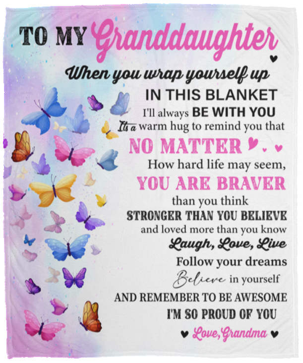 Granddaughter from Grandma Multi Butterflies Cozy Plush Fleece Blanket