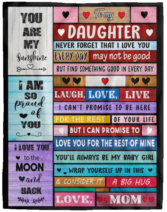 Daughter from Mom Block Style Message Blanket
