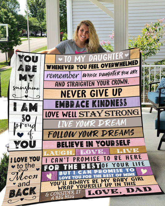 Daughter from Dad Cozy Plush Fleece Message Blanket