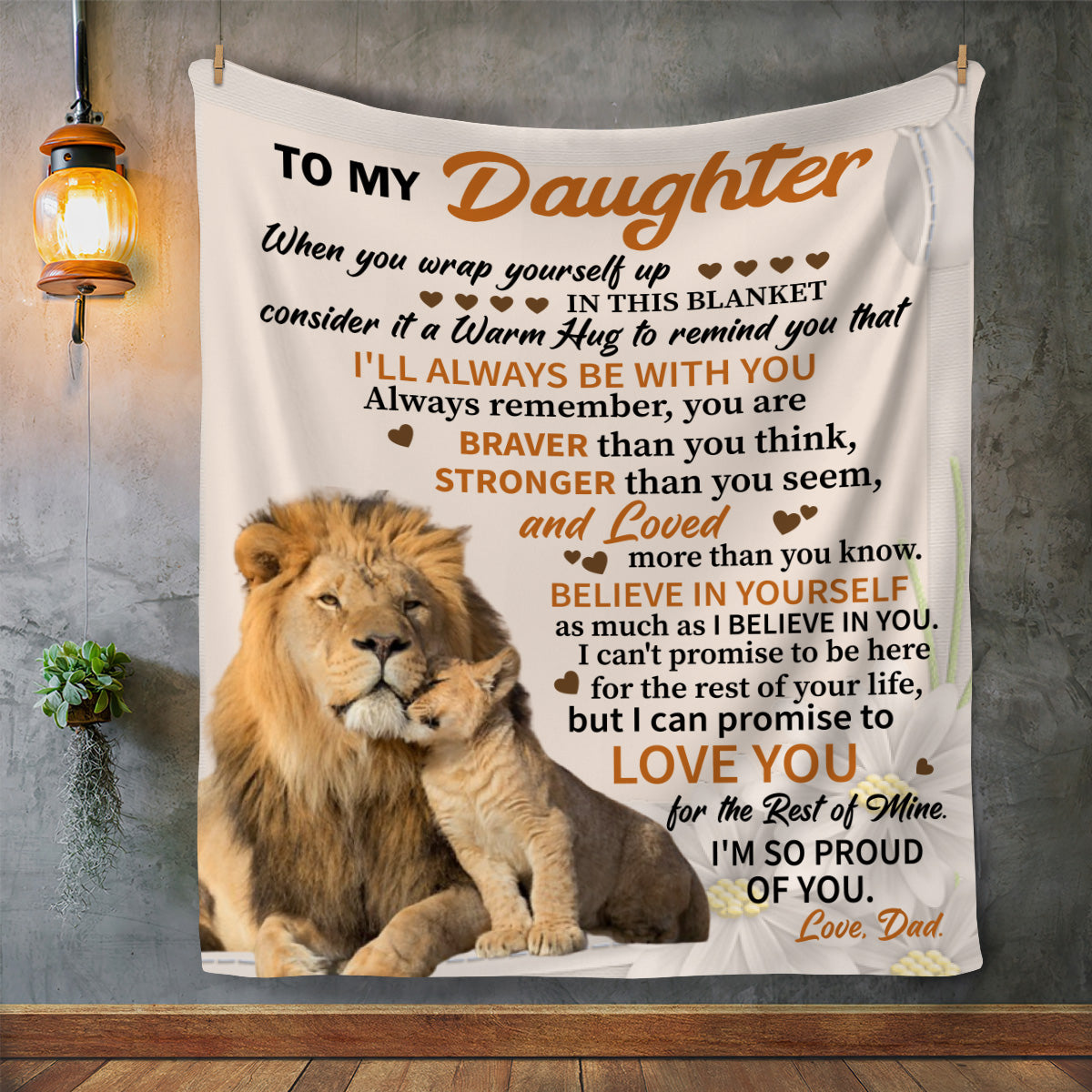 Daughter from Dad Lion Proud Blanket Frosted Flames