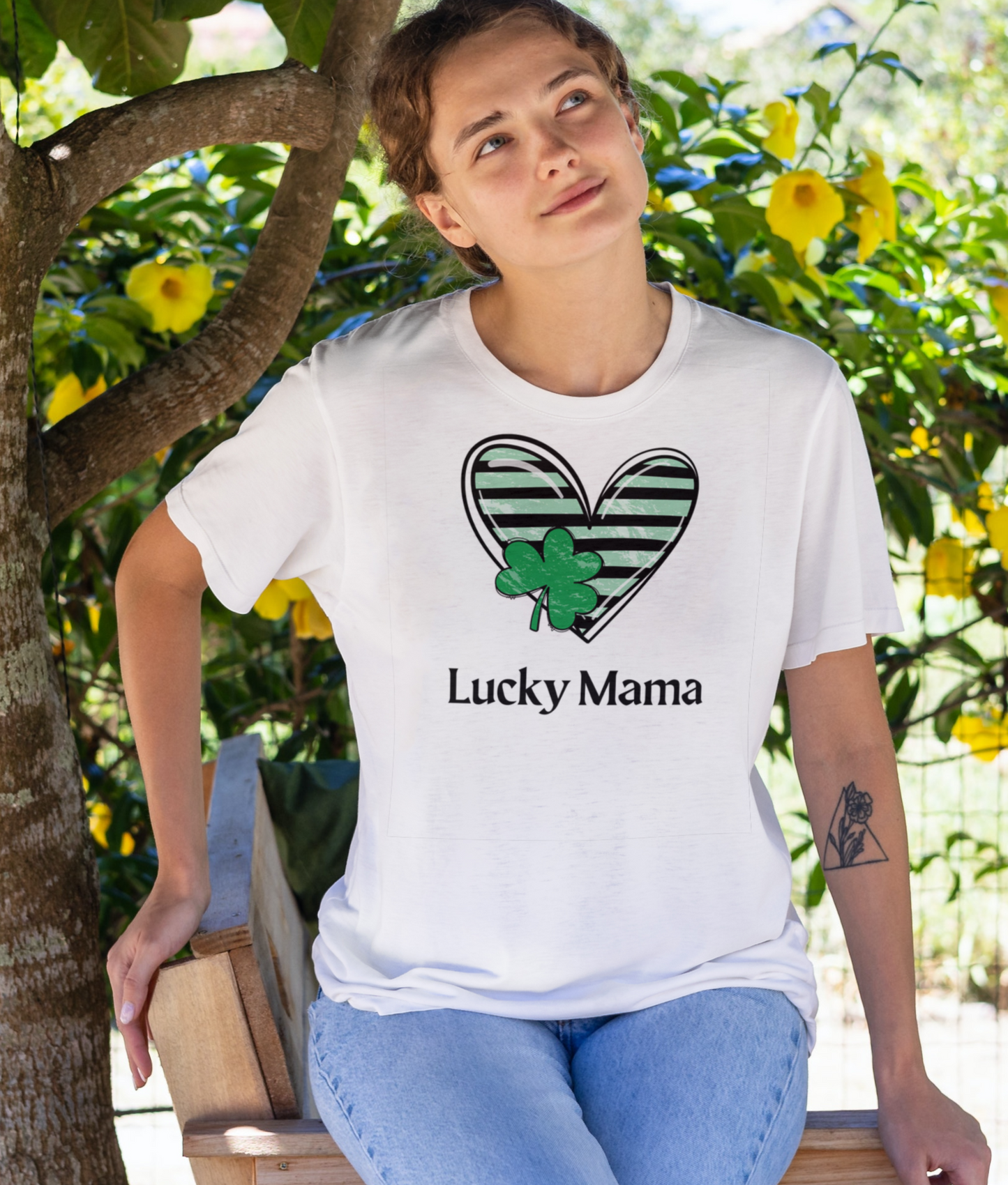 Lucky Mama Shamrock Heart T-Shirt