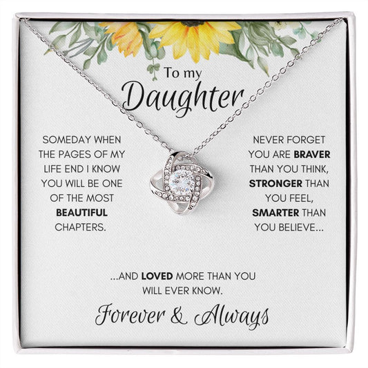 Daughter Sunflower Love Knot Necklace