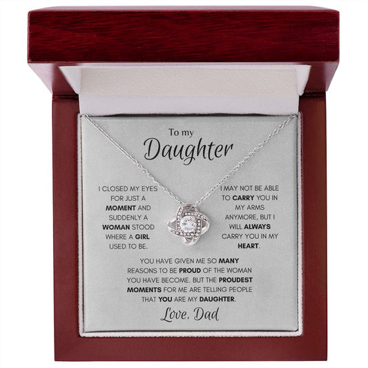 Daughter from Dad Proud Love Knot Necklace