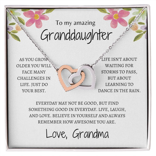 Amazing Granddaughter Interlocking Hearts Necklace