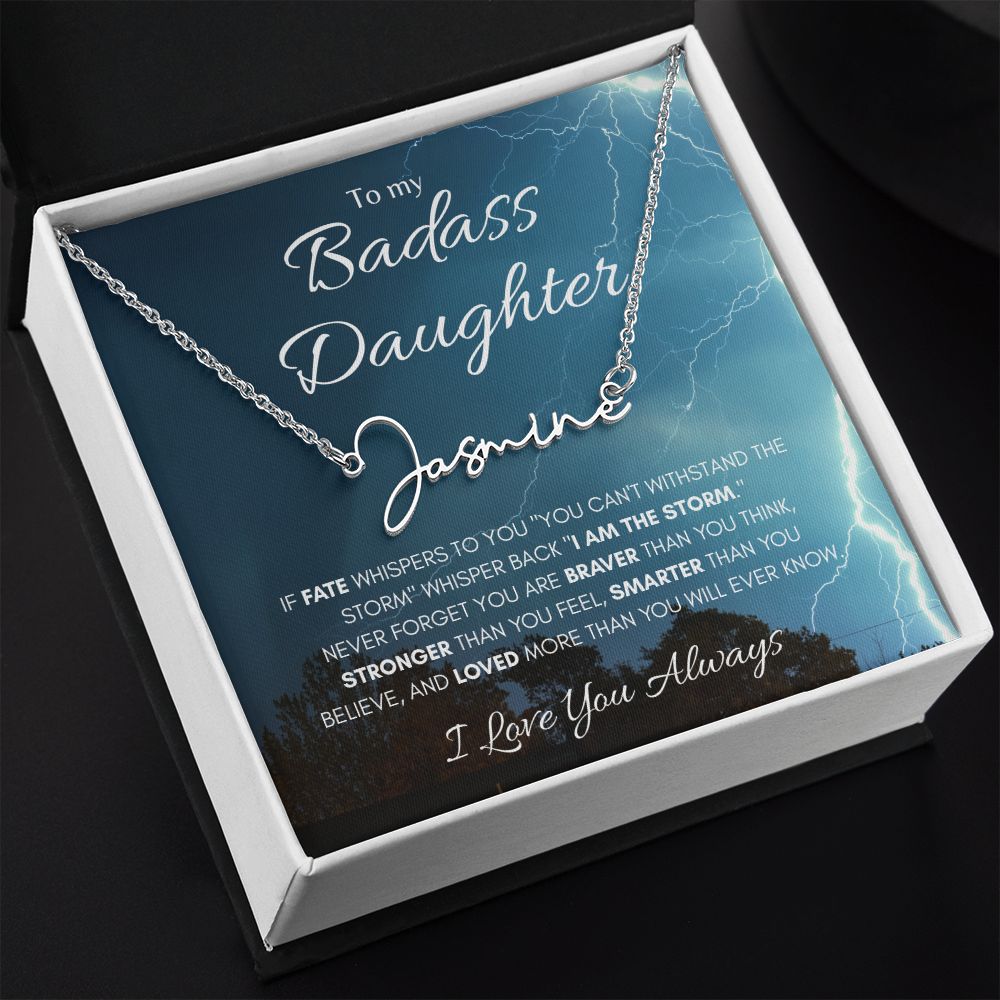 Badass Daughter Signature Style Name Necklace
