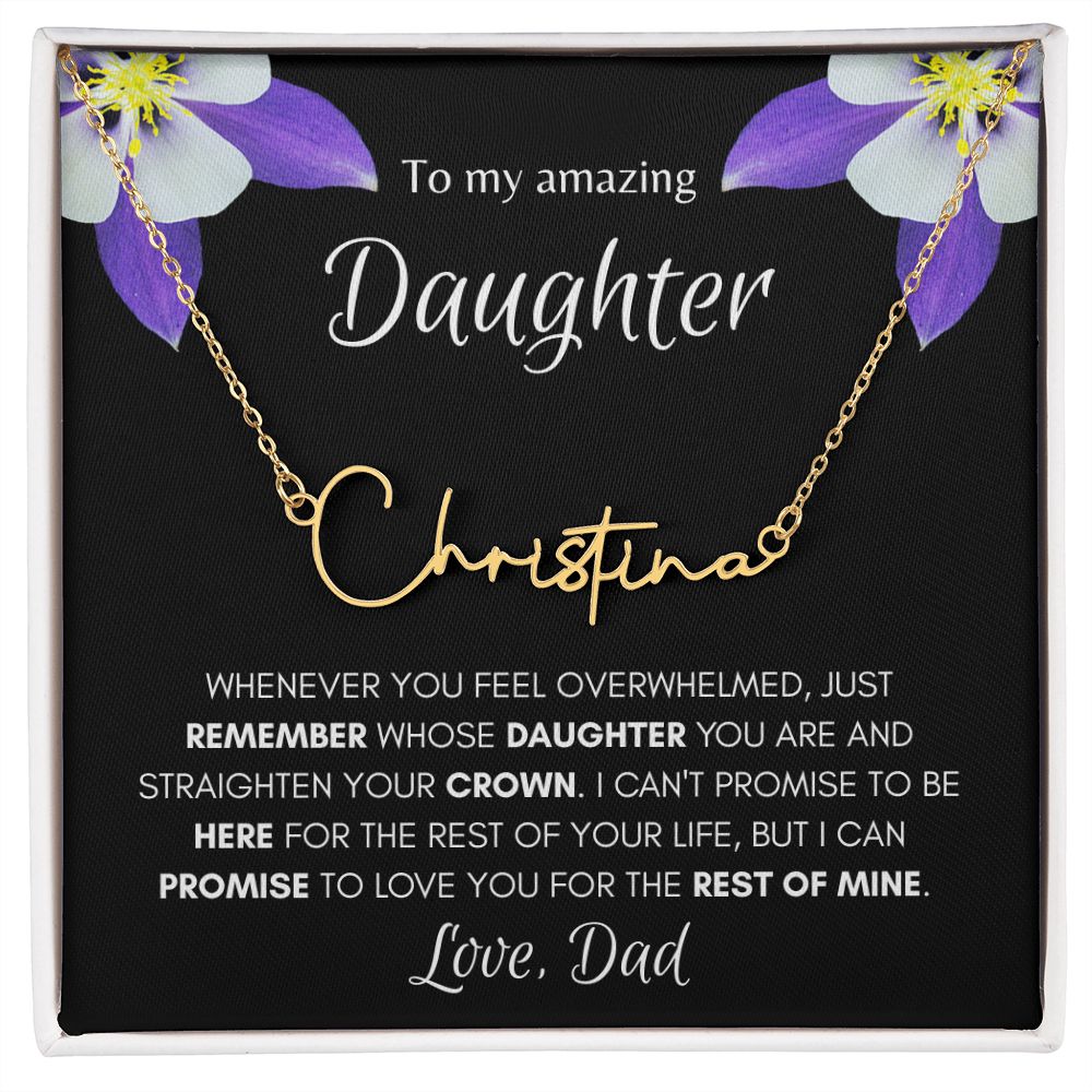Daughter from Dad Signature Name Flower Necklace