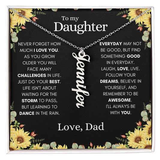 Daughter from Dad Vertical Name Necklace