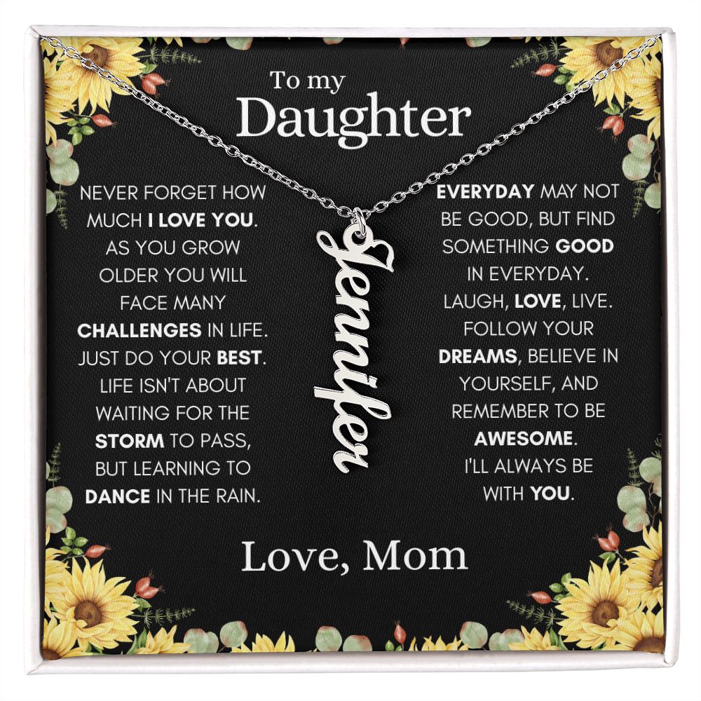 Daughter from Mom Vertical Name Necklace
