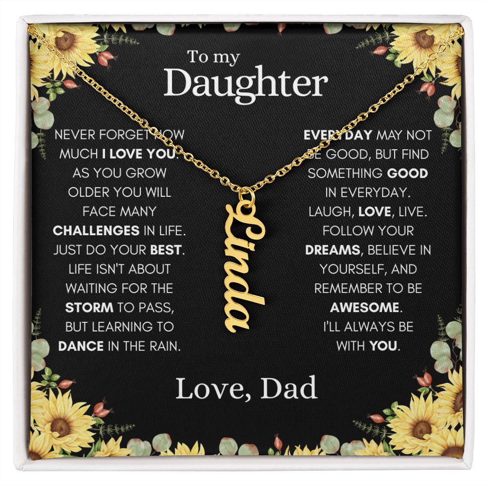 Daughter from Dad Vertical Name Necklace