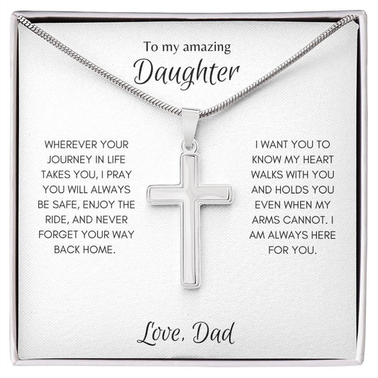 To Daughter From Dad Cross Necklace