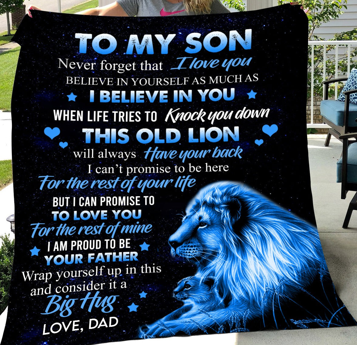 Son from Dad Lion Cozy Plush Fleece Blanket